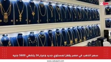 سعر الذهب في مصر يقفز لمستوى جديد وعيار 24 يتخطى 5600 جنيه